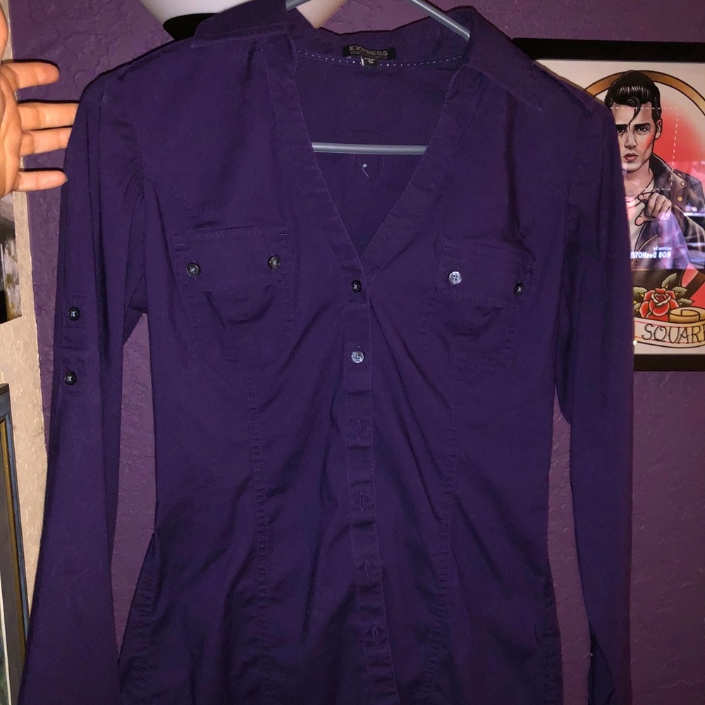 Express Women’s Long-Sleeve Button Shirt - Purple